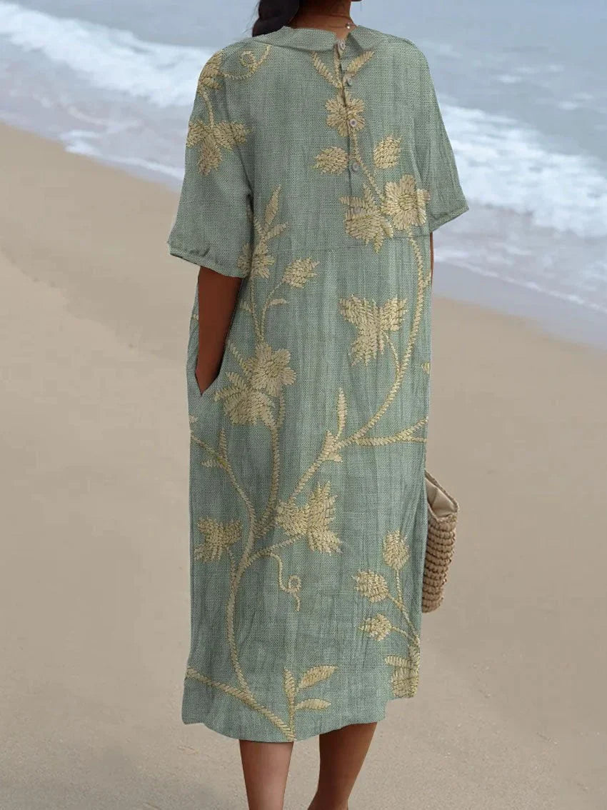 Elegant Floral Cotton Dress