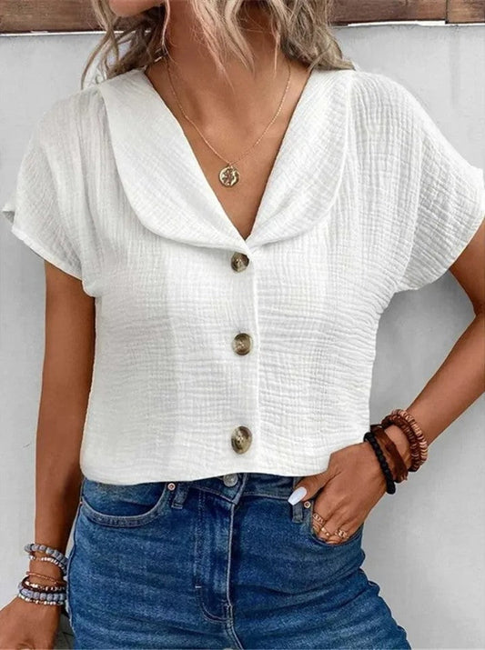 Clara | Casual Button-Front Short Sleeve Blouse