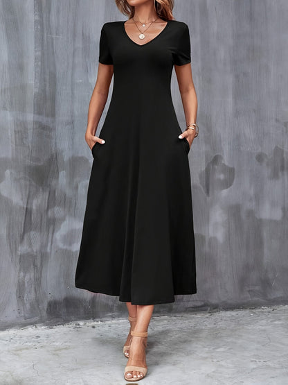 Brandy | Simple V-Neck Pocket Dress 