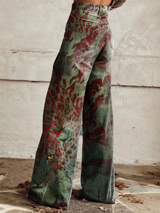 Ella | Fierce Leopard Print Wide Jeans