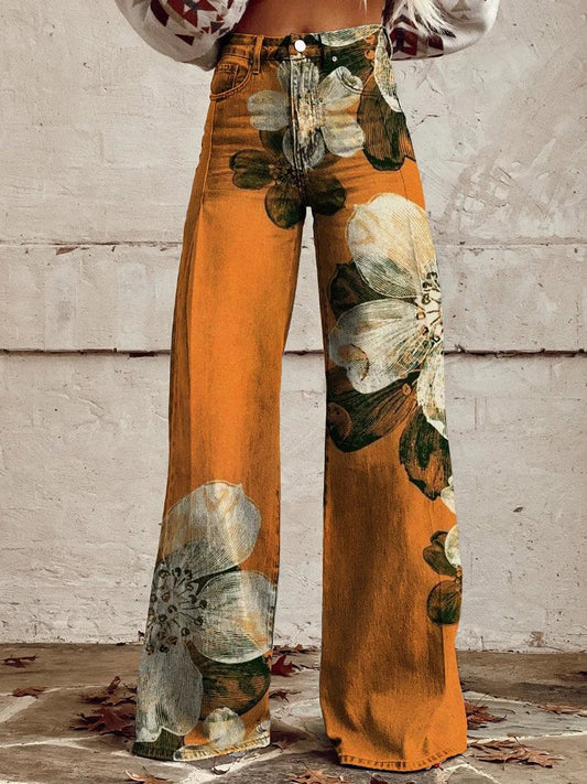Amelia | Stylish Floral Printed Wide-Leg Jeans