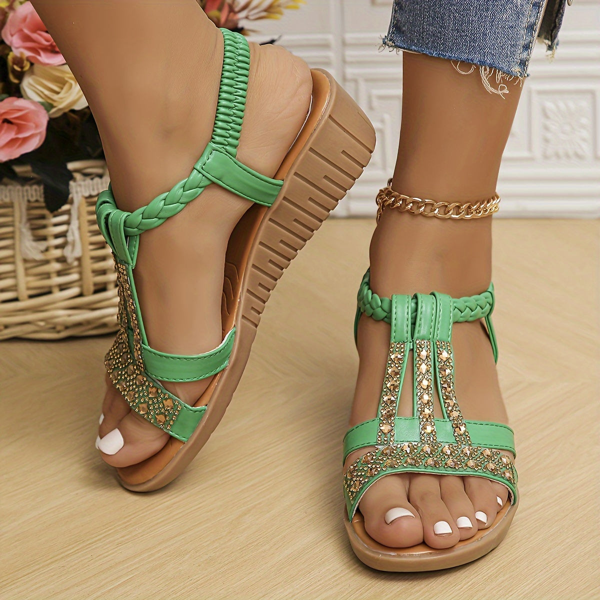 Trudy™ | Orthopedische Ibiza-style sandalen met sleehak