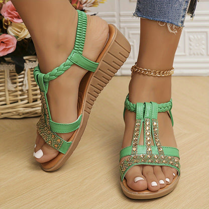 Trudy™ | Orthopedische Ibiza-style sandalen met sleehak