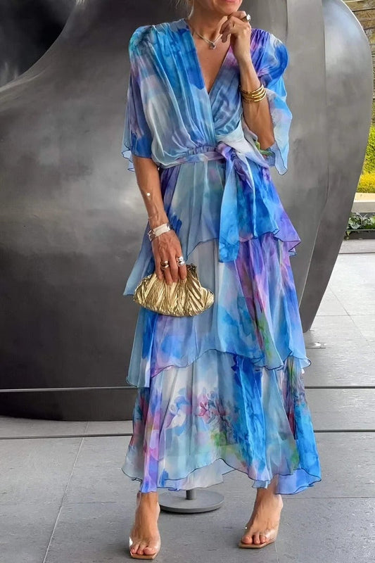Megan | Elegant Watercolor Maxi Dress