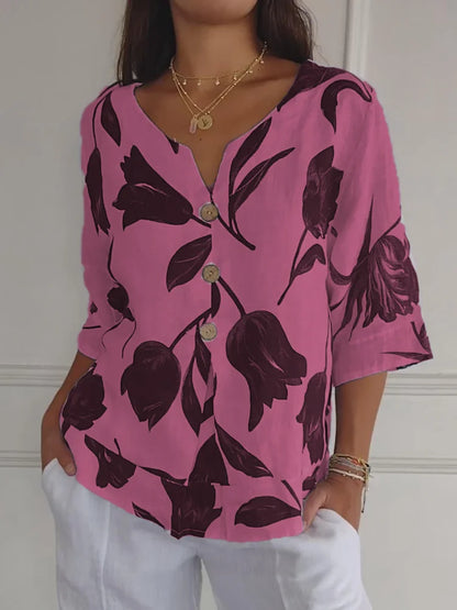 Dakota | Stylish Floral Button-Down Blouse