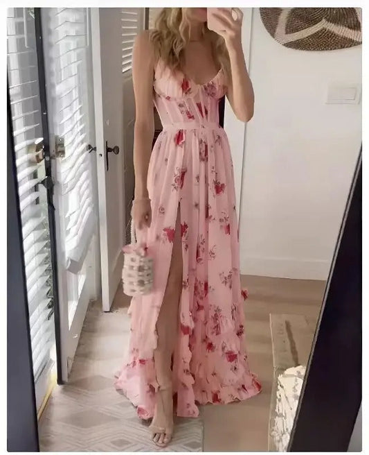 Verity | Stylish Floral High-Slit Maxi Dress