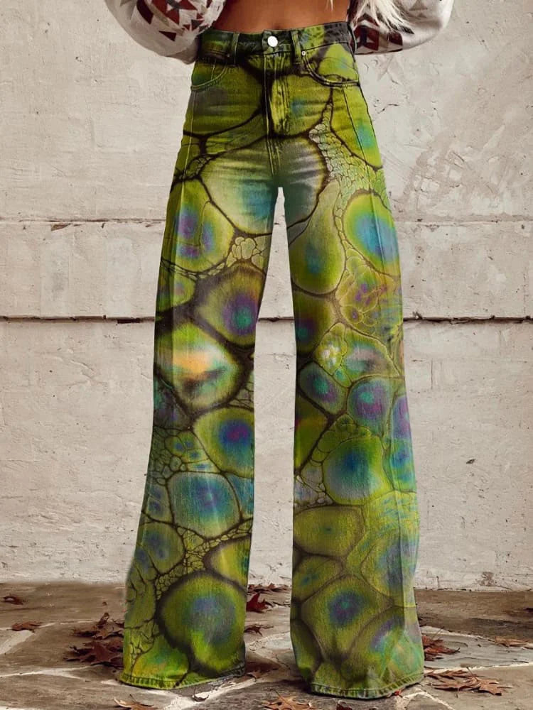 Dakota | High-Waisted Wide-Leg Printed Jeans