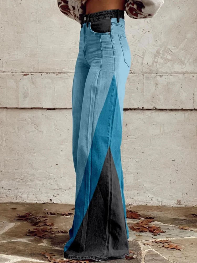 Donna | Stylish Wide-Leg Colorblock Jeans