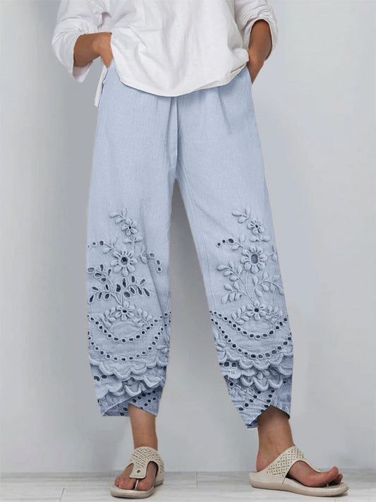 Willow | Elegant Casual Embroidered Trousers