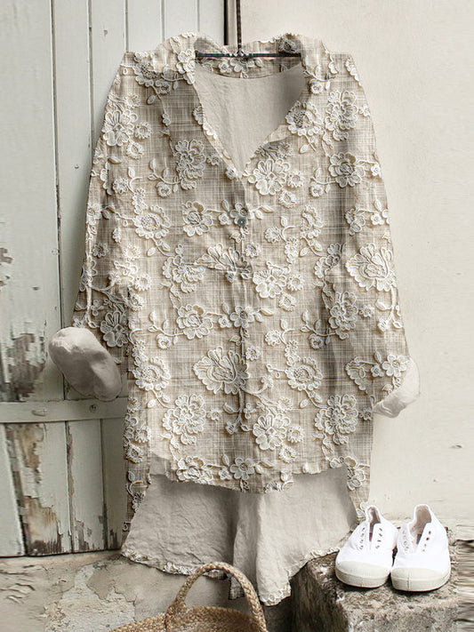 Patricia | Floral Print Shirt & Shorts Set