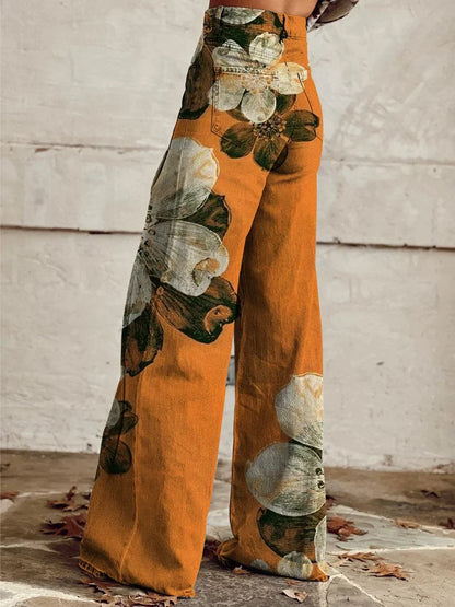 Amelia | Stylish Floral Printed Wide-Leg Jeans