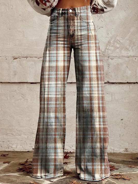 Angelica | Wide-Leg Checked Pants