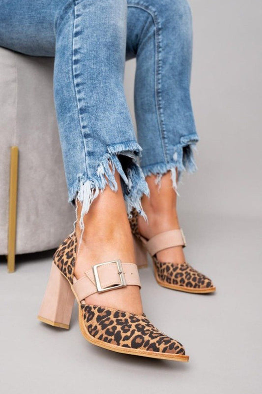 Diana | Chic Leopard Print Buckled Heels 