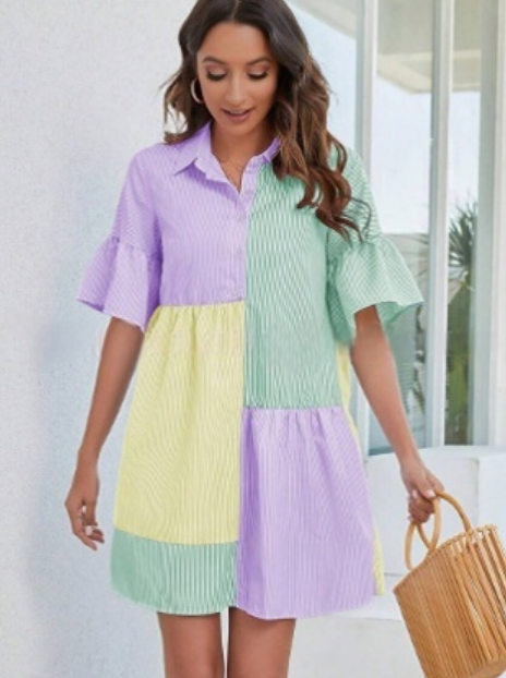 Jannie | Elegante Kleurblok Jurk