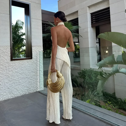 Jasmine | Elegant Pleated Halter Jumpsuit