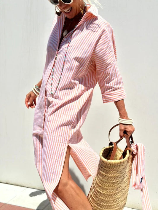 Brooke | Striped Button-Down Shirt Dress 