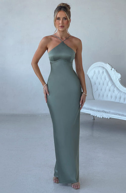 Deborah | Sleek Satin Maxi Dress 