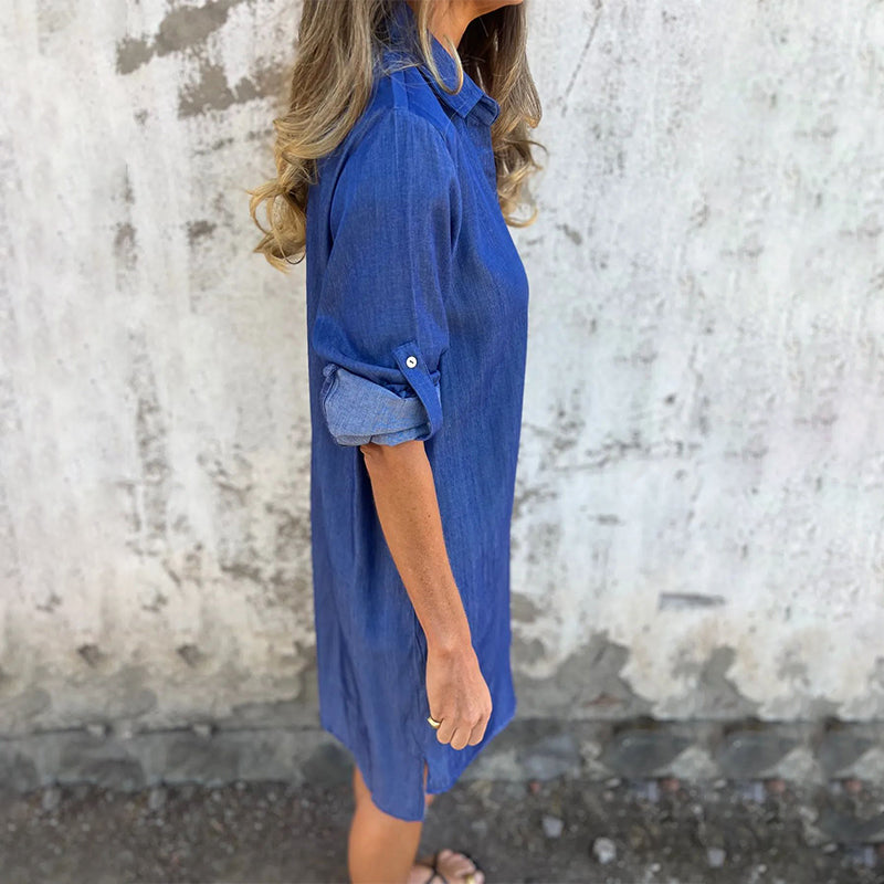 Moniek™ | Comfortabele denim overhemdjurk
