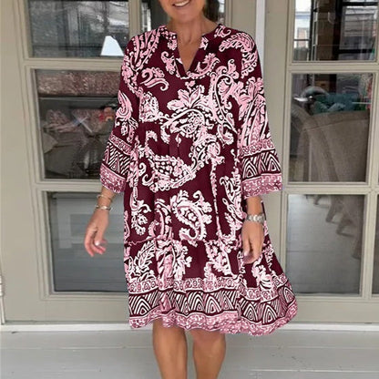 Viloura™ | Dress with V-Neck and Floral Print