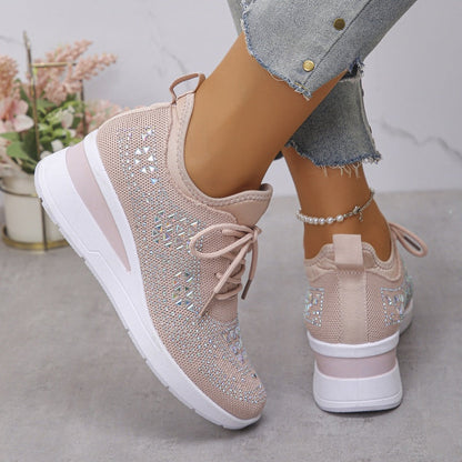 🔥Laatste dag-actie 50% KORTING – Casual damesmode, ademende orthopedische sneakers met strassversiering