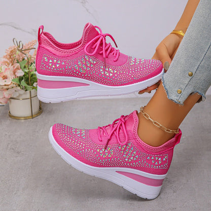 🔥Laatste dag-actie 50% KORTING – Casual damesmode, ademende orthopedische sneakers met strassversiering